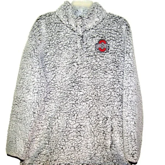 Ohio State University Woman's Fleece Sherpa Scarlet & Gray Ohio State Emblem XL - Picture 3 of 6